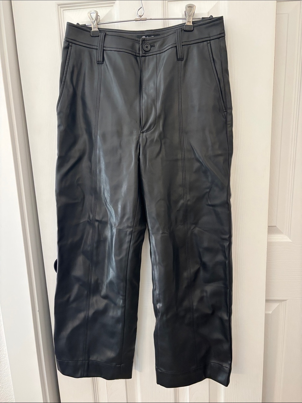 Madewell Black Faux Leather Wide Straight Pants